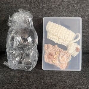 Labubu Clear Protective Case + Knitted Outfit Set